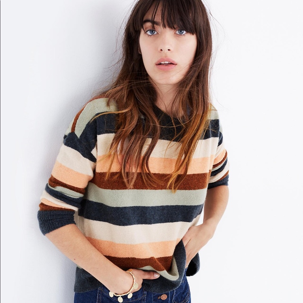 Madewell Pullover Sweater in Elmwood Stripe Large